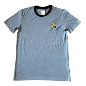 Star Trek Spock Uniform T-Shirt Costume Blue Delta Arrow Starfleet Cosplay Small